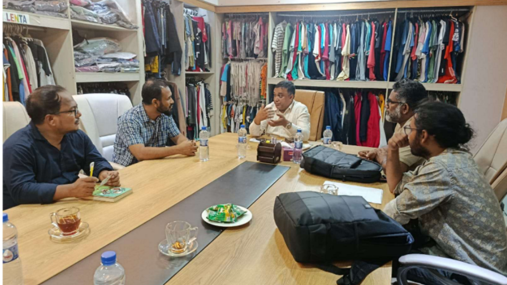DeviceStamp and Nirzhor Knitwear representatives align on product data, supplier evidence and departmental responsibilities during the DPP readiness pilot.